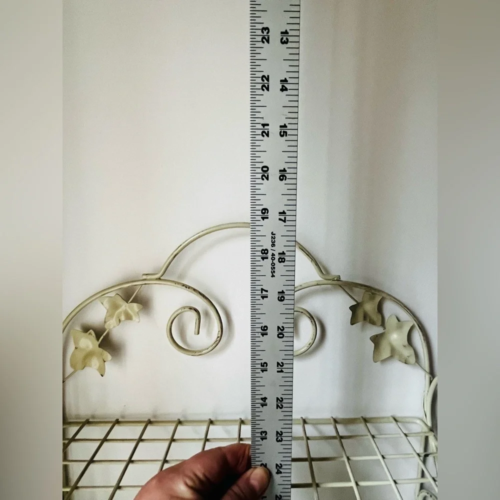 Elegant Cream Metal Shelf with Floral Accents